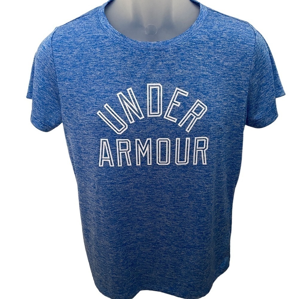 UNDER ARMOUR Blue & White Logo Athletic Tee Shirt Women S Small